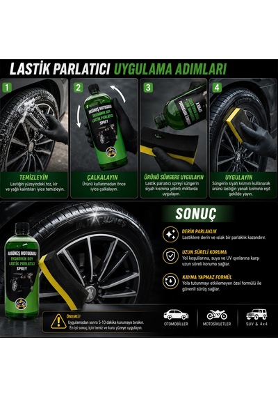 Akgüneş Motogaraj Lastik Parlatıcı Süngeri Kavisli Profesyonel Lastik Aplikatörü Otomobil & Motosiklet