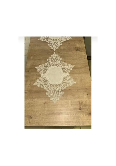 Çeyizlik Gülseda Model Krem-krem 5 Parça Keten Masa Örtüsü Runner Seti No 896 Bzckh1362 Çok Renkli
