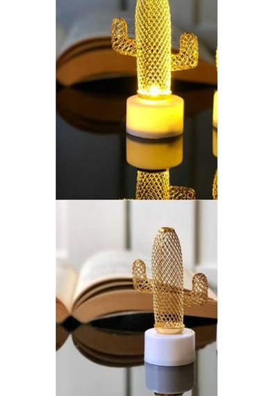 Led Işıklı Mini Kaktüs Gece Lambası Yılbaşı Süsü Sarı