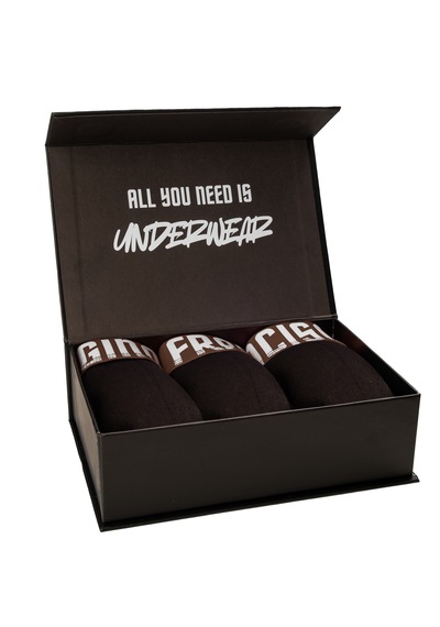 Gino Francisco Erkek Boxer 3'lü Paket Pamuklu Kırmızı Mood Serisi Premium Kutulu Set Kahverengi