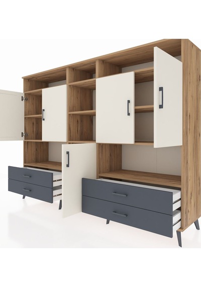 Hyperion Dolap 12 Raflı 4 Çekmeceli 5 Kapaklı 220x44x163 Çam-ayta Çam-aytaşı/antrasit Hyperion Dolap 12 Raflı 4 Çekmeceli 5 Kapaklı 220x44x163 Çam-ayta Çam-aytaşı/antrasit