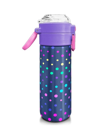 Coral High Kids Lacivert Puantiyeli Desenli Pipetli Ve Direkt İçim Çelik Termos 500 Ml 31872 Lacivert