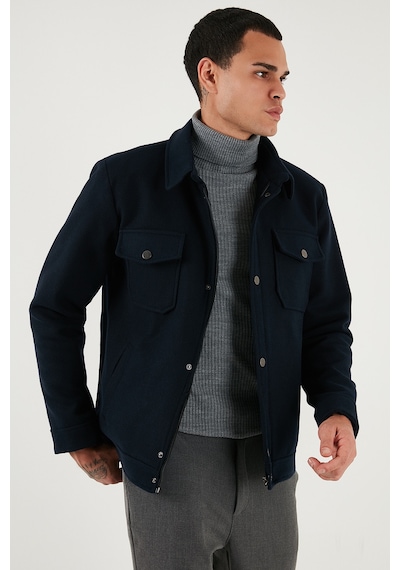 Buratti Slim Fit Ceket Yaka Astarlı Kaşe Erkek Kaban 58400347 Lacivert