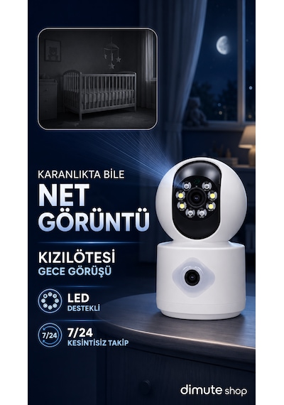 Int-cmr41 2mp Çift Lens Bebek Kamerası 2 Yönlü Ses, Mobil Uygulama Destekli Güvenlik Kamerası