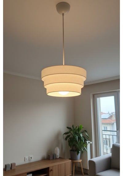 Tekli Basamak Modern Sarkıt Aydinlatma Pla Malzeme Ayarlanabilir Kablo Dekoratif Lamba Beyaz