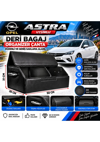 Opel Astra Uyumlu Oto Bagaj Organizeri Deri Bagaj Kutu Çanta 1