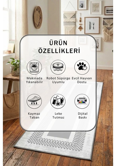 Hayal Gri Yıkanabilir Yolluk