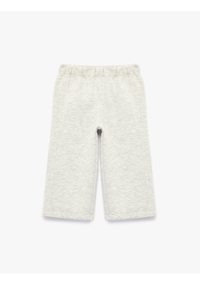 Koton Beli Lastikli Şardonlu Geniş Paça Eşofman Altı Kar Melanj 7wmg40017ak Gri Melanj