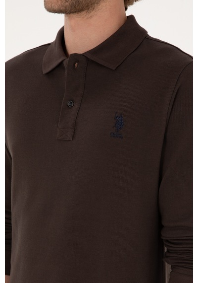 U.S. Polo Assn. Erkek Regular Fit Polo Yaka Koyu Kahverengi Basic Sweatshirt 50307757-VR084 U.S. Polo Assn. Erkek Regular Fit Polo Yaka Koyu Kahverengi Basic Sweatshirt 50307757-VR084