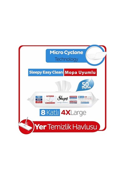 Easy Clean Çamaşır Suyu Katkılı Mopa Uyumlu Yer Temizlik Havlusu&amp Amp Mendili 50 Yaprak Genel