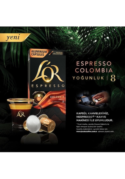 L'or Espresso Origin Colombia 8 Kapsül Kahve 10'lu