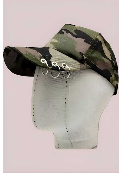 Tezzgelsin Unisex Arkadan Ayarlanabilir 3 Halka Piercing Şapka Beyzbol Kep Şapka Kamuflaj