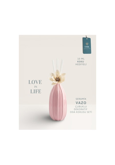 Chacha Home Luxury Love İn Life İthal Seramik Vazo Çubuklu Dekoratif Oda Kokusu Seti Oda Kokusu Hediyeli Parfümlü