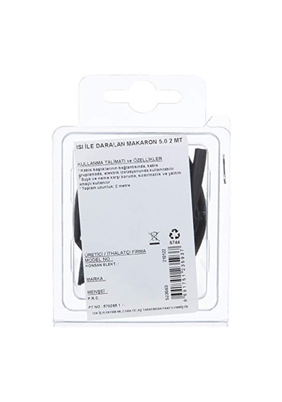 523593 Isi Ile Daralan Makaron, Siyah, 4.8 Mm, 2 Mt