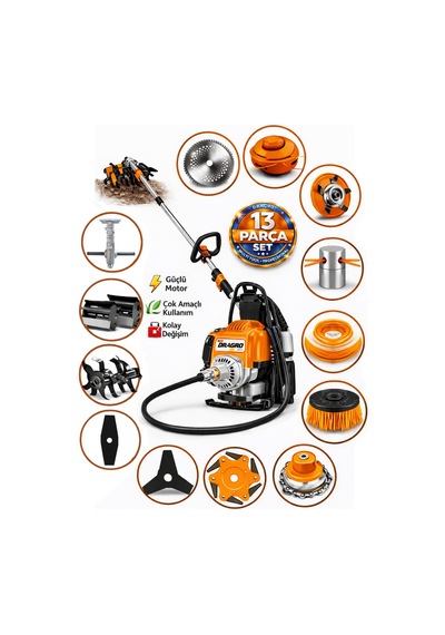 Dragro German Drg-13 + Sırt Tipi Benzinli Ot Çalı Çim Biçme Tırpanı + Full Set Hediyeli T Dragro German Drg-13 + Sırt Tipi Benzinli Ot Çalı Çim Biçme Tırpanı + Full Set Hediyeli T