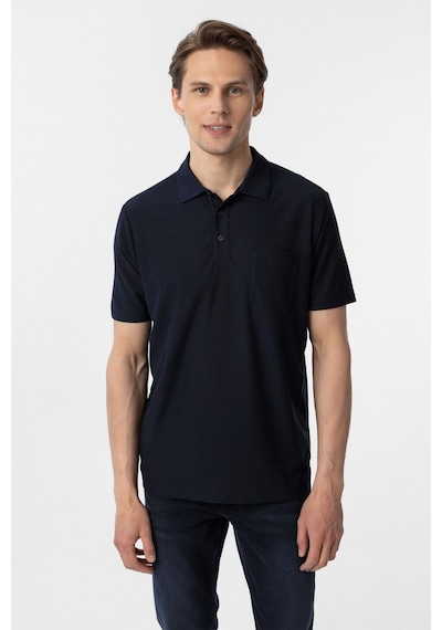Süvari Lacivert Regular Armürlü Polo Yaka Tişört-37272 Lacivert