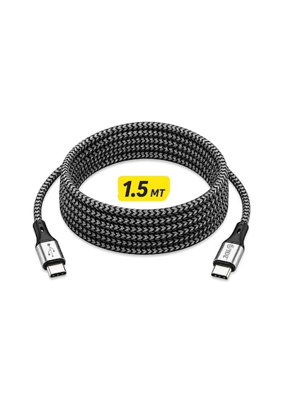 Bydiz Premium Örgülü Usb-c - Usb-c 60w Hızlı Şarj Kablosu, 1,5 M, Pd Destekli Type-c Kablo, İphone 15/16/17 Serisi, Galaxy S23/s24/s25, İpad, Macbook, Xiaomi Uyumlu, Siyah