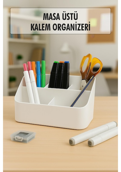 Masaüstü Kalem & Düzenleyici Kalemlik Beyaz