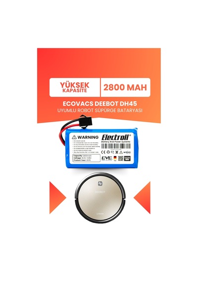 Ecovacs Deebot Dh45 Uyumlu Batarya Yüksek Kapasite 2800mah Pil Robot Süpürge Bataryası
