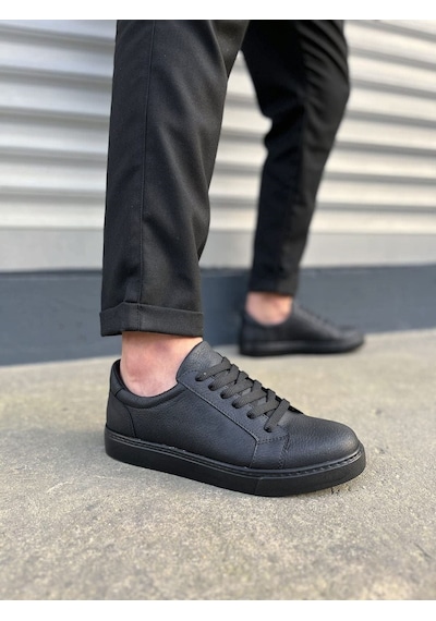 Aymood Jy165 Elite Bağcıklı Cilt Erkek Günlük Sneaker Ayakkabı Cst - Siyah