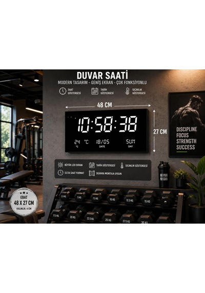 Led Ekran Duvar Saati 21 İnç Genel