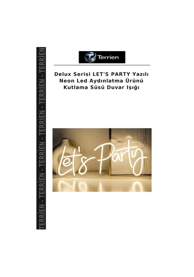 Delux Serisi Let's Party Yazılı Neon Led Aydınlatma Ürünü Kutlama Süsü Duvar Işığı Çok Renkli