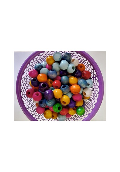 10 Mm Renkli Karışık Tahta Ahşep Boncuk 50 Gr