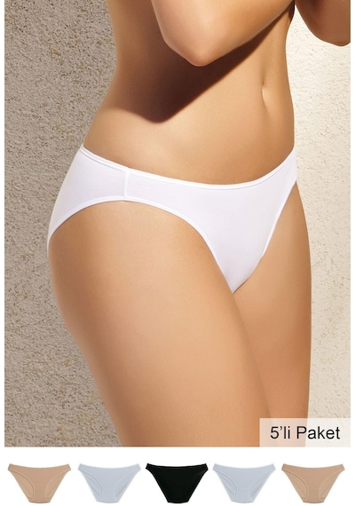 Pierre Cardin PIERRE CARDIN 2057 KADIN HIGH LEG BRIEF YÜKSEK BEL SLİP KÜLOT 5 Lİ PAKET EKONOMİK Asorti
