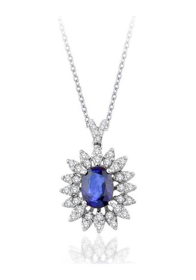 2.37 Karat Pırlanta Safir Kolye T13390