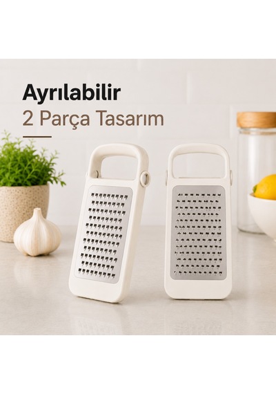 Sariva Home Katlanır Rende Ayrılabilir 2 Parçalı Çift Fonksiyonlu Kompakt Tasarım Pratik Mutfak Rendesi Sariva Home Beyaz