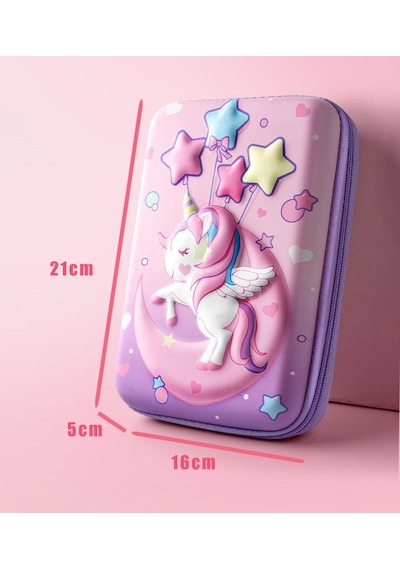 Valkyrie 3 Boyutlu Büyük Unicorn Su Geçirmez Kalem Kutusu Pembe