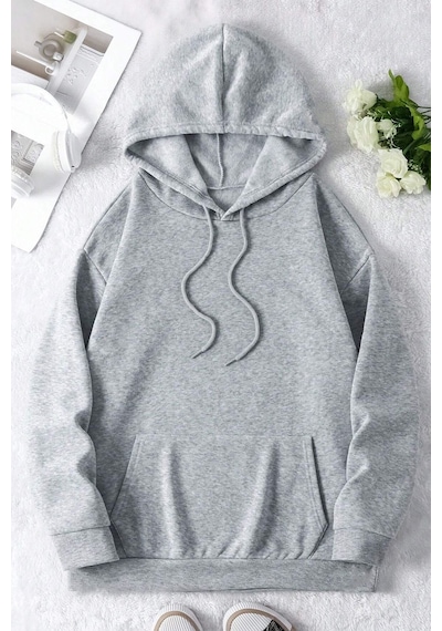 Uyguntarz Can Dostum Baskılı Oversize Sweatshirt Gri