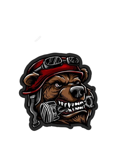 Kasklı Motorcu Köpek Sticker Yapıştırma 10Cm