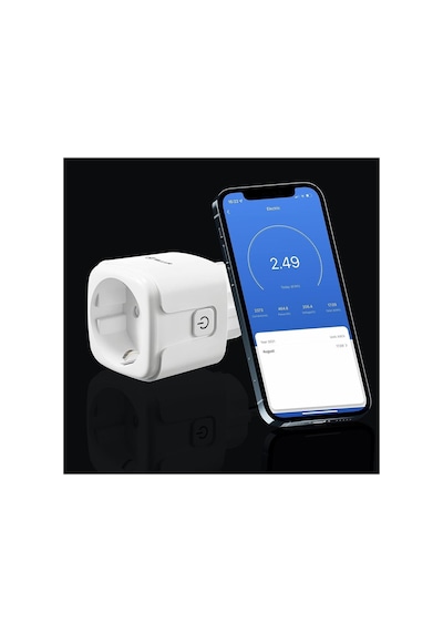Smart Wifi Soketi, Akıllı Telefon Uygulaması, Alexa Ve Google Asistanı İle Uyumlu, Enerji İzleme, 16 A, 3680 W, Beyaz