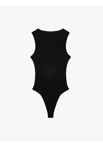 Koton Çıtçıt Düğme Detaylı Kolsuz Bisiklet Yaka Bodysuit Siyah 6sal30148ık Siyah