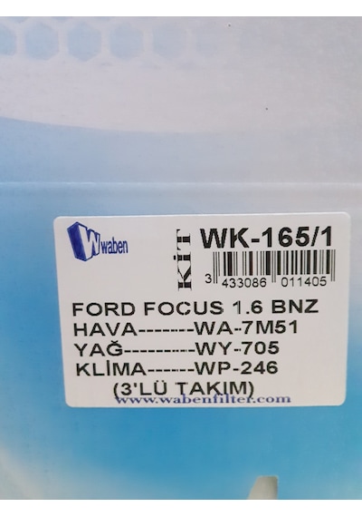 Ford Focus 1.6 Benzinli Filtre Seti(3Lü)