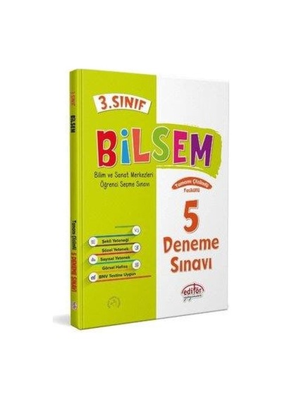 3.sınıf Bilsem Sınavına Hazırlık 5 Deneme Sınavı - Editör Yayınalrı