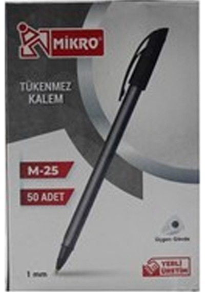 Mikro Tükenmez Kalem Siyah M-25 Çok Renkli
