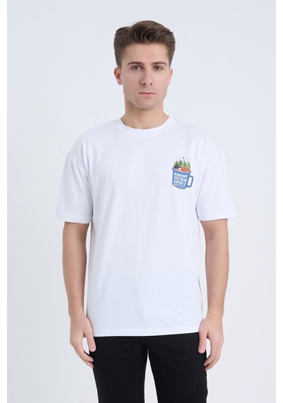Velvoria Unisex Oversize Beyaz Sometimes Bear T-shirt