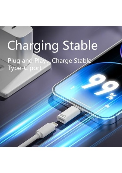 Type C To Lightning Yuva Çevirici Yaka Mikrofonu İle Uyumlu Beyaz Otg Adaptör Otgyz