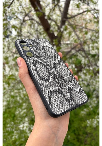 Samsung Uyumlu Galaxy A16 Yılan Desenli Kabartma Dokulu Kılıf Beyaz