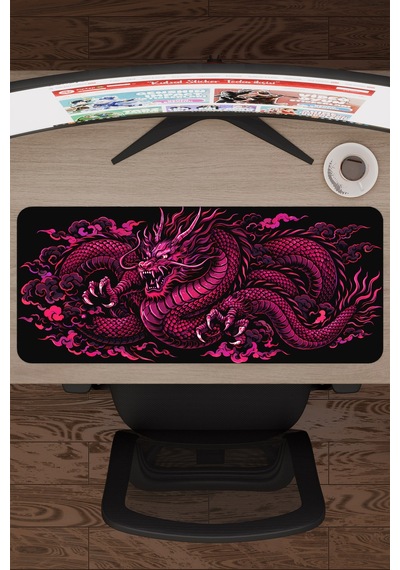 Ejderha Pembe V4 70x30 Xl Gaming Kauçuk Kaymaz Taban Mouse Pad Fare Altlığı