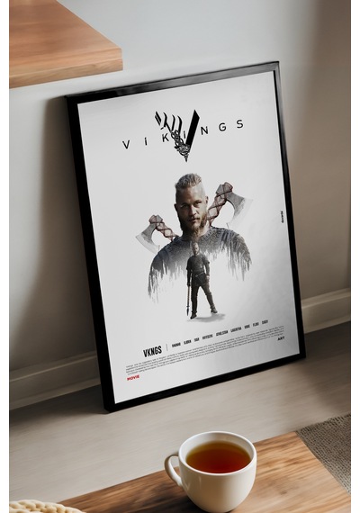 Vikings Siyah Ahşap Çerçeveli Poster, Dizi Duvar Tablosu
