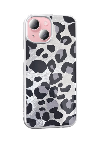 Apple     Uyumlu iPhone 13 Kılıf Desenli Zore Mep Kapak Gri Leopar