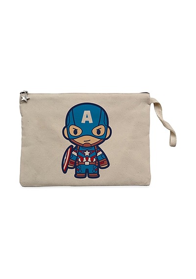 Captain America Animation Krem Clutch Cüzdan / El Çantası Krem