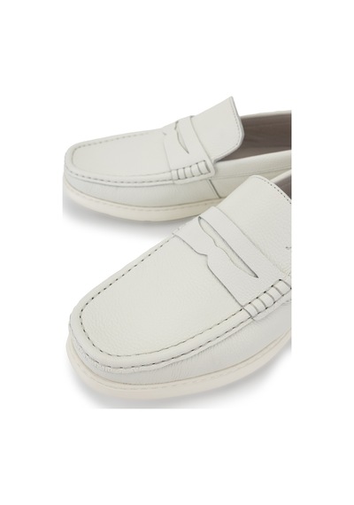 Tamer Tanca Erkek Hakiki Deri Kırık Beyaz Loafer Ayakkabı 298 3310-4099 Erk Ayk Y26 Kırık Beyaz Gutı