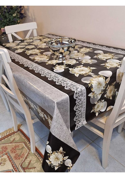 Elyaflı Pvc Masa Örtüsü Modern, Dayanıklı, Silinebilir Ve Şık Görünüm Mrl193 Siyah