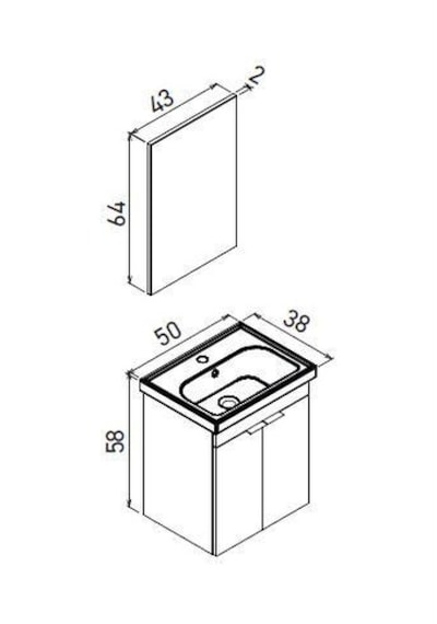 Orka Desna 50 Cm Mat Beyaz Banyo Dolabı Alt Modül Lavabo Beyaz