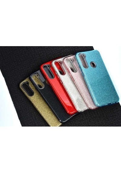 Noktaks - Redmi Note 8 Uyumlu Kılıf Koruyucu Simli Shining Silikon - Mor - T10920