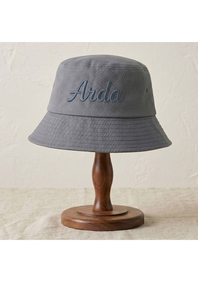 Bk Gift Kişiye Özel İsim Nakışlı Unisex Bucket Şapka Mavi Pamuk Gabardin Kumaş Yazlık Şapka